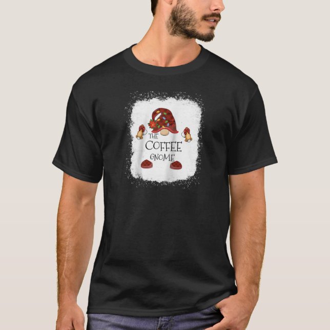 T-shirt mb Coffee Gnome Buffalo Plaid Christmas Light Blea (Devant)