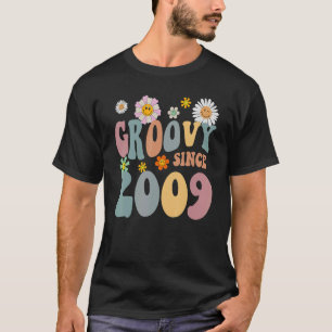 T-shirt Mb Super depuis 2009 Retro Hippie Flower 13th Birt