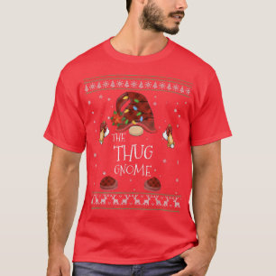 T-shirt mb Thug Gnome Buffalo Plaid Christmas Light Ugly S