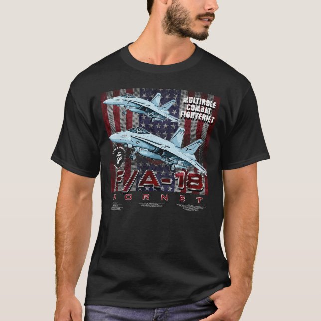 T-shirt McDonnell Douglas F/A-18 Hornet USAF Fighterjet (Devant)