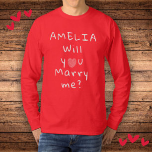 T-shirt Me marie-tu Coeur Rouge Romantique Proposition