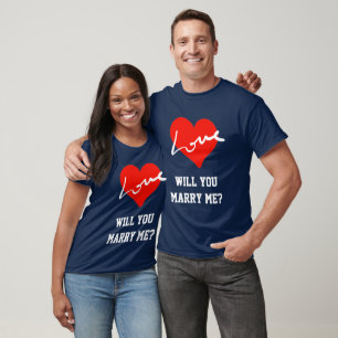 T-shirt Me Marierez-Vous Rouge Blanc & Bleu Valentines Aim