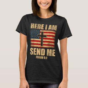 T-shirt Me voici, envoie-moi Ésaïe 6:8 Drapeau américain C