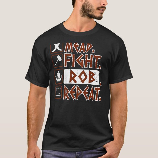 T-shirt Mead Fight Rob Répéter Dragon Bateau Vikings Vikin (Devant)