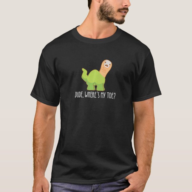 T-shirt Mec où est mon orteil Amputation Brontosaurus Ampu (Devant)