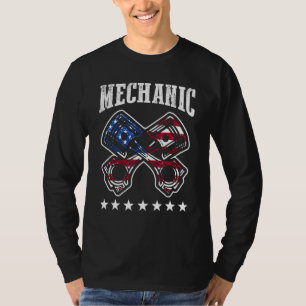 T-shirt Mécanicien automobile patriotique 4 juillet Drapea