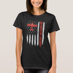 T-shirt Mécanicien d'aéronef Drapeau américain Aviation Av
