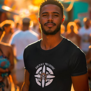 T-shirt Mécanicien d'aéronef, Pilote de crâne et Prop, Avi