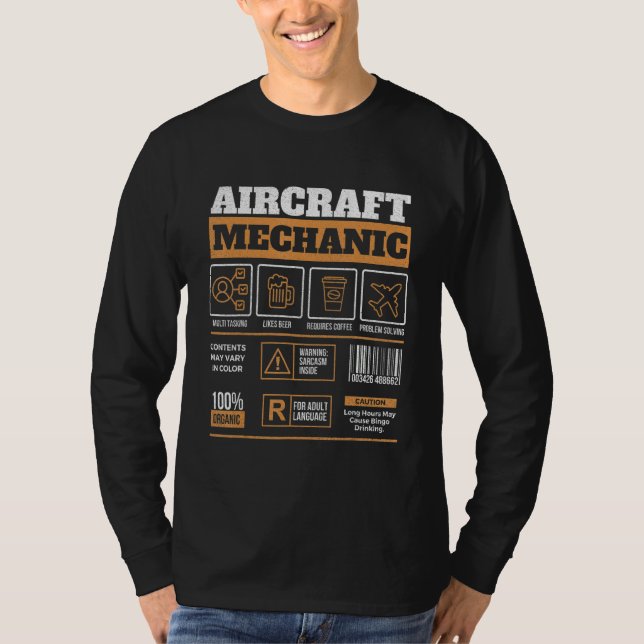 T-shirt Mécanicien d'aéronef  Technicien d'aviation Mécani (Devant)