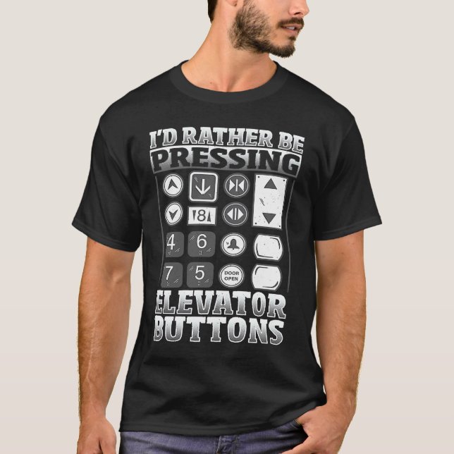 T-shirt Mécanicien d'ascenseur Boutons d'ascenseur (Devant)
