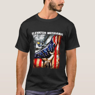 T-shirt Mécanicien d'ascenseur Drapeau américain