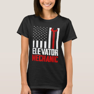 T-shirt Mécanicien d'ascenseur Drapeau américain pour tech