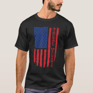 T-shirt Mécanicien d'avion Drapeau américain États-Unis