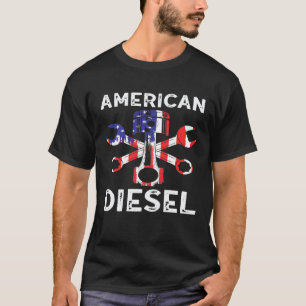 T-shirt Mécanicien de camion diesel américain drapeau amér