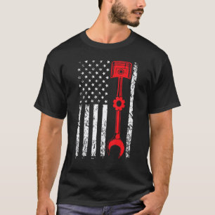 T-shirt Mécanicien de garage Drapeau Mécanicien patriotiqu