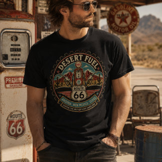 T-shirt Mécanicien de pompe à essence désertique Route 66 