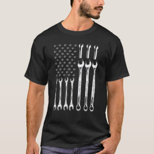 T-shirt Mécanicien Drapeau Américain Patriotique Clé à Mol