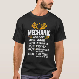 T-shirt Mécanicien drôle hommes papa tarif horaire voiture