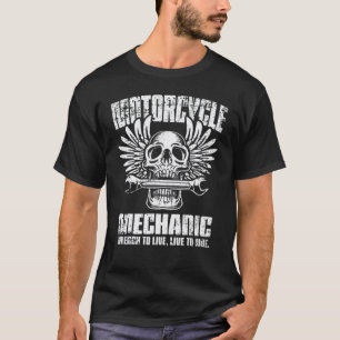 T-shirt Mécanicien moto de garage crâne clé à cliquet aile