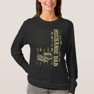 T-shirt Mécanicien Papa Pour Hommes Camo Américain Drapeau