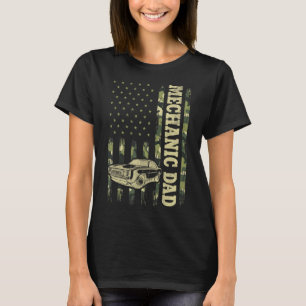 T-shirt Mécanicien Papa Pour Hommes Camo Américain Drapeau
