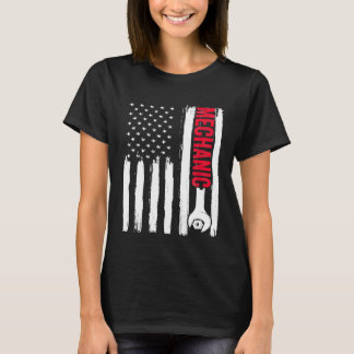 T-shirt Mécanicien Patriotique Drapeau Usa Mécanicien