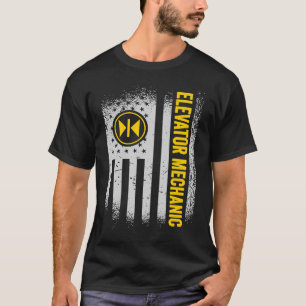 T-shirt Mécanique de l'ascenseur à drapeau américain