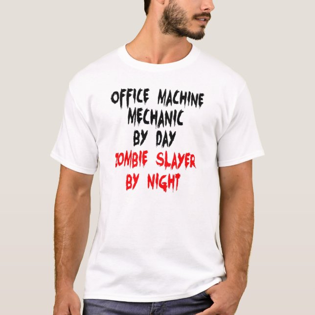 T-shirt Mécanique de machine de bureau Zombie Slayer (Devant)