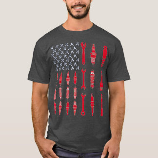 T-shirt Mécanique Patriotique Mécanique États-Unis Drapeau