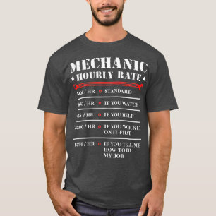 T-shirt Mécanique Taux Horaire Funny Car Motorcycle Travai