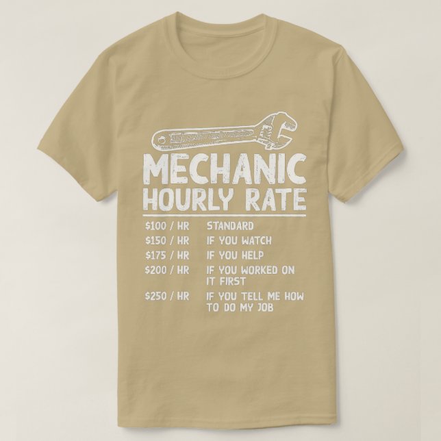 T-shirt Mécanique Taux Horaire Funny Car Motorcycle Travai (Design devant)