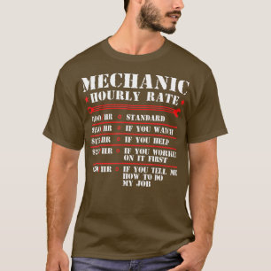 T-shirt Mécanique Taux Horaire Funny Car Motorcycle Travai