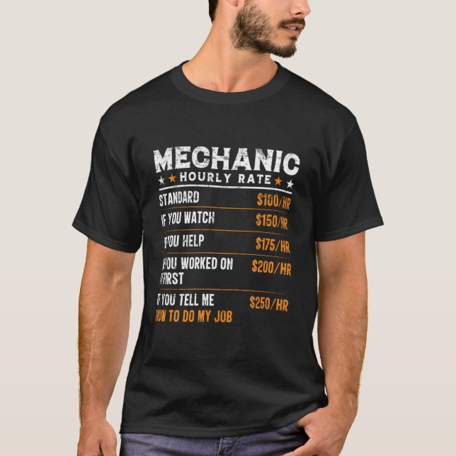 T-shirt Mécanique Travailleur mécanicien à taux horaire (Devant)