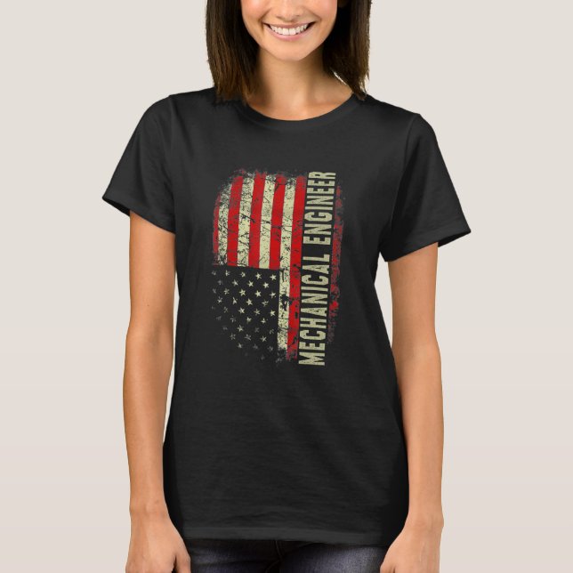 T-shirt Mechanical Engineer 4th July US Flag Patriotic Eng (Devant)