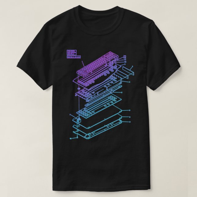 T-shirt Mechanical Keyboard Patent Drawing Graphic Design  (Design devant)
