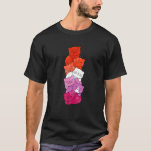 T-shirt Mecs Mignon Lgb Drapeau Lesbienne Fierté Chat Lgb
