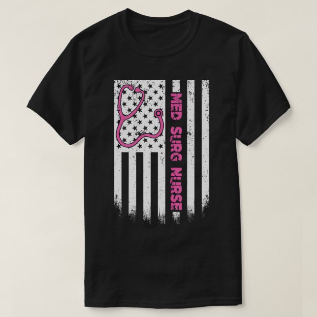 T-shirt Med Surg Nurse American USA Stethoscope Patriotiqu (Design devant)