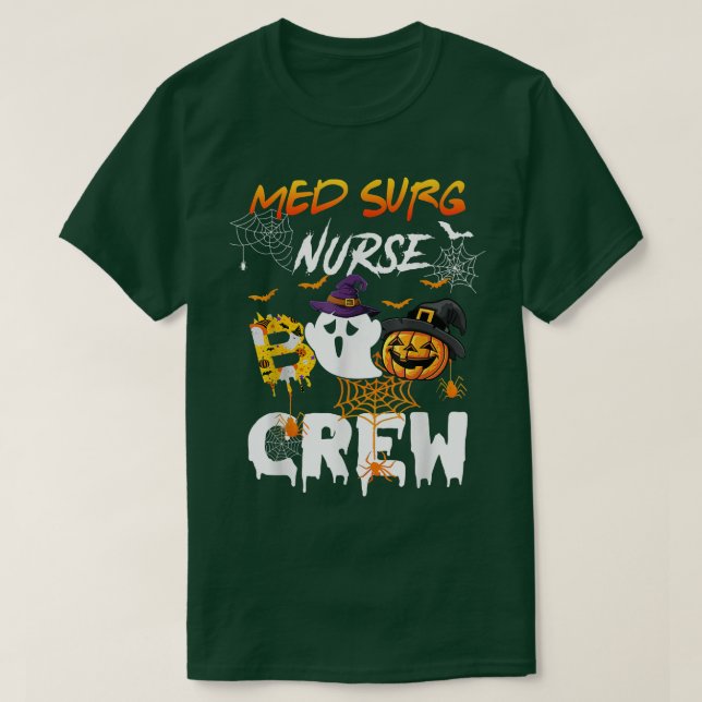 T-shirt Med Surg Nurse Boo Crew RN Bitcoin Ghost Witch Hal (Design devant)