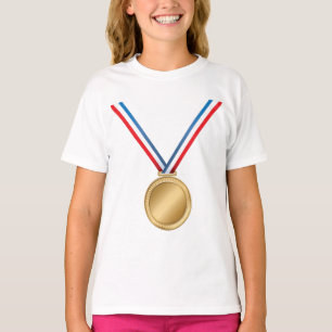 T-shirt Médaille d'or avec ruban bleu blanc rouge