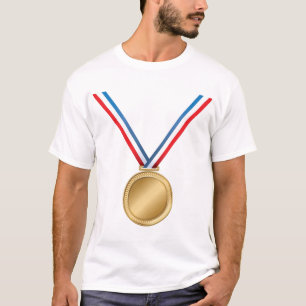 T-shirt Médaille d'or avec ruban bleu blanc rouge