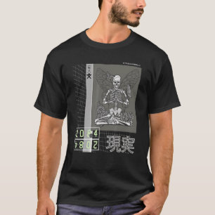 T-shirt Médaille du squelette gothique japonais Cyberpunk 