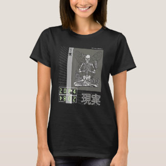 T-shirt Médaille du squelette gothique japonais Cyberpunk