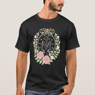 T-shirt Médaille miraculeuse florale dévotion catholique m