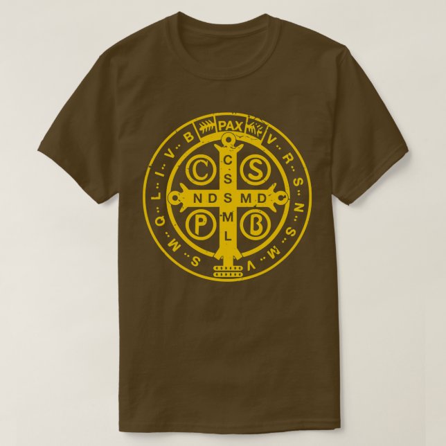 T-shirt Médaille religieuse catholique St Benedict (Design devant)