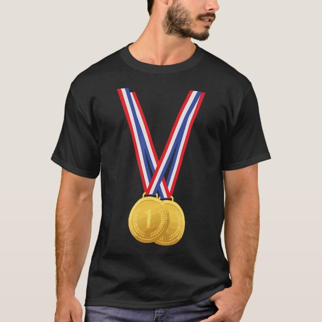 T-shirt Médailles D'Or - Chemise Drôle Pour Les Gagnants E (Devant)