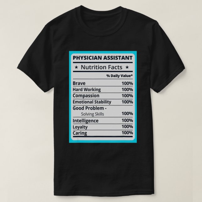 T-shirt Médecin Assistant Nutrition Facts (Design devant)