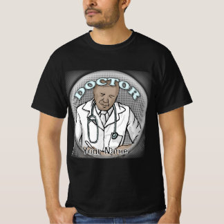 T-shirt Médecin homme noir rétro