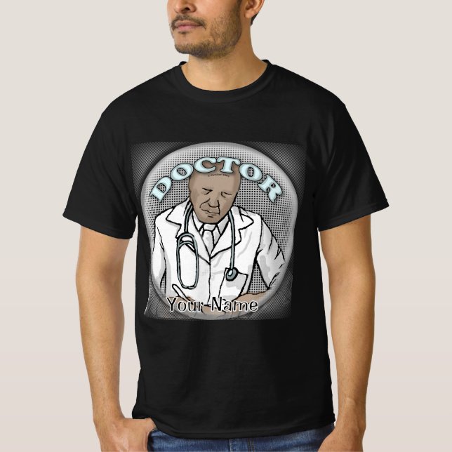 T-shirt Médecin homme noir rétro (Devant)