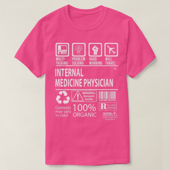 T-shirt Médecin interne Multi-Tâche Certifié (Design devant)