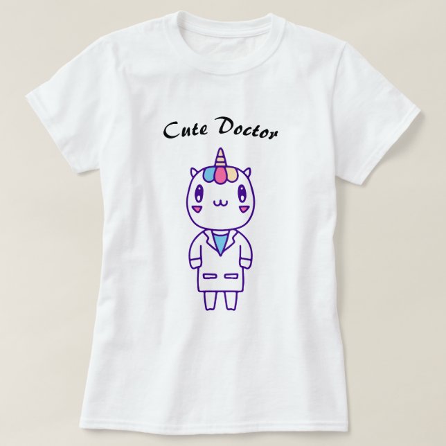 T-shirt Médecin licorne mignon – Stéthoscope drôle (Design devant)